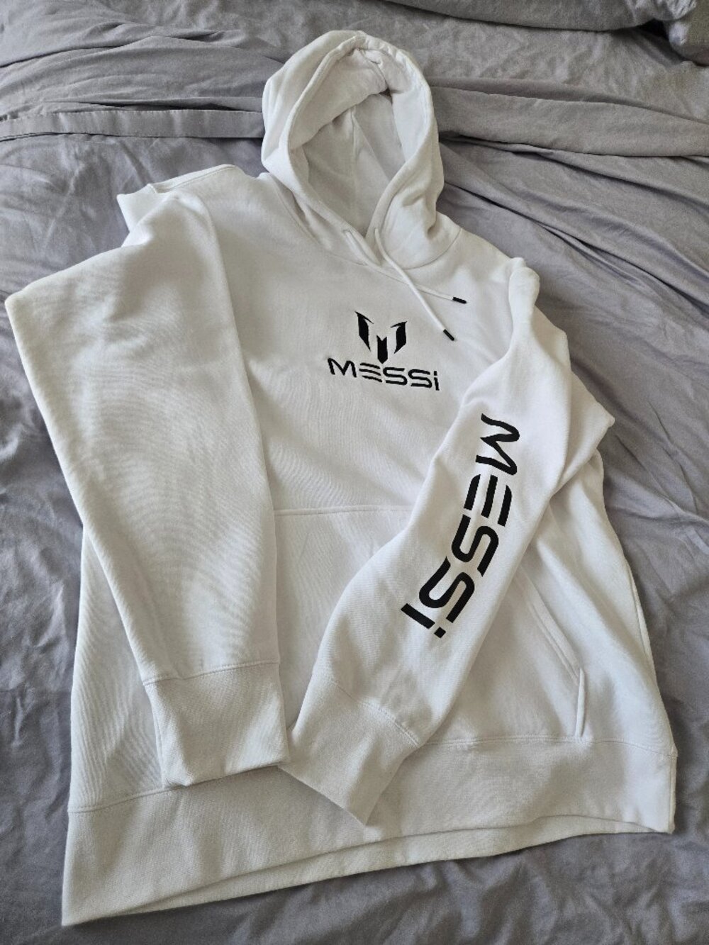 Messi Collection Men's Pullover Light Hoodie Sweatshirt Size X-Large White